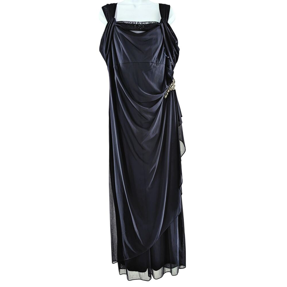 ALEX Evenings Navy Blue Dress Formal Gown Long Maxi Plus NEW - Picture 4 of 14